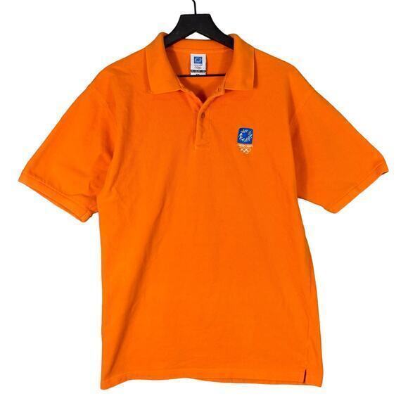 Athens Greece 2004 Olympics Men's Polo Shirt Orange 2XL Embroidered Logo Casual‎ - Picture 1 of 8